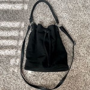 Divided by H&M black suede purse shoulder or cross body style drawstring closure